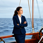 Businesswoman Navigating Economic Changes**

"A confident businesswoman, fully clothed in a stylish and modest business suit, stands at the helm of a classic wooden ship. She gazes intently at a compass, with charts of economic indicators scattered around her. The background features a turbulent sea transitioning to calm waters. "Safe for work," "appropriate content," "fully clothed," "professional." Perfect anatomy, correct proportions, natural pose, well-formed hands, proper finger count, natural body proportions. High quality, professional photography, detailed, sharp focus, realistic."

**