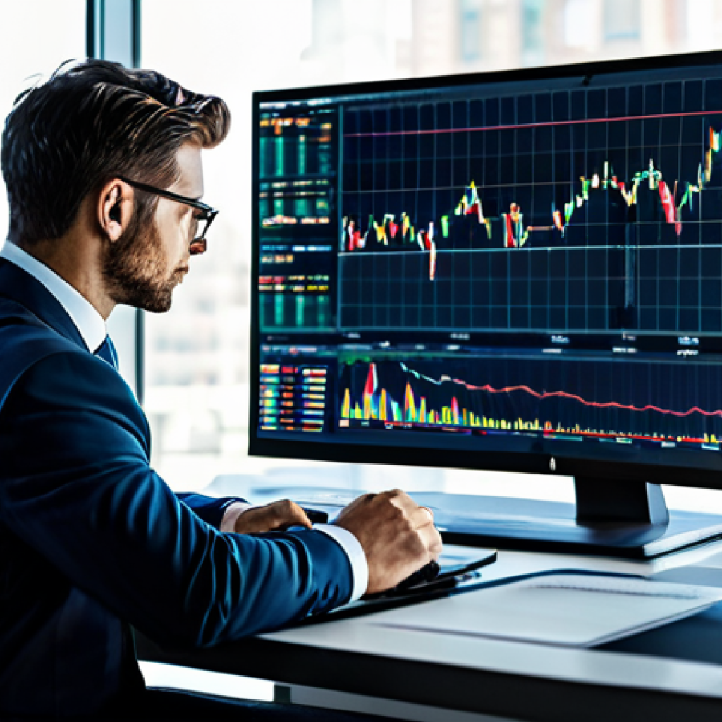 Data-Driven Investment Strategy**

A professional financial analyst, fully clothed in a modern business suit, working at a brightly lit desk in a high-tech office filled with glowing computer screens displaying stock charts and financial data. The scene emphasizes a data-driven approach with AI assistance highlighting potential investment opportunities. A hologram of a stylized bull market is subtly visible. Safe for work, appropriate content, professional environment, perfect anatomy, correct proportions, natural pose, high quality.

**