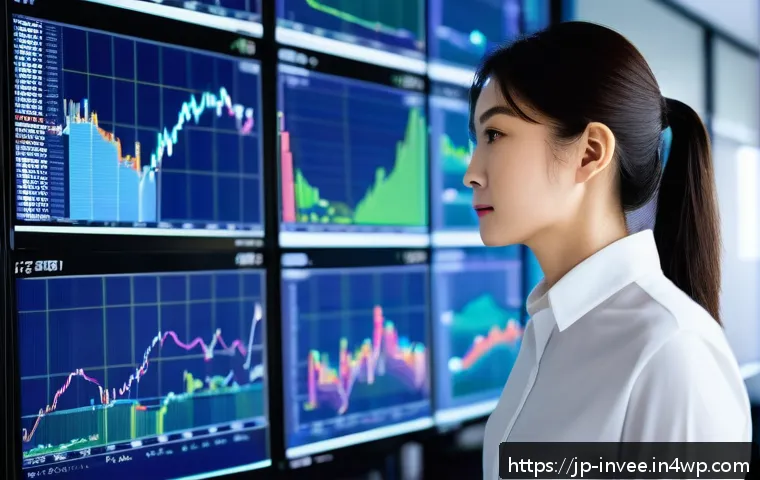 팩터 투자 모델의 개발 과정 - A sophisticated financial analyst in a modern Tokyo office, surrounded by multiple digital screens d...