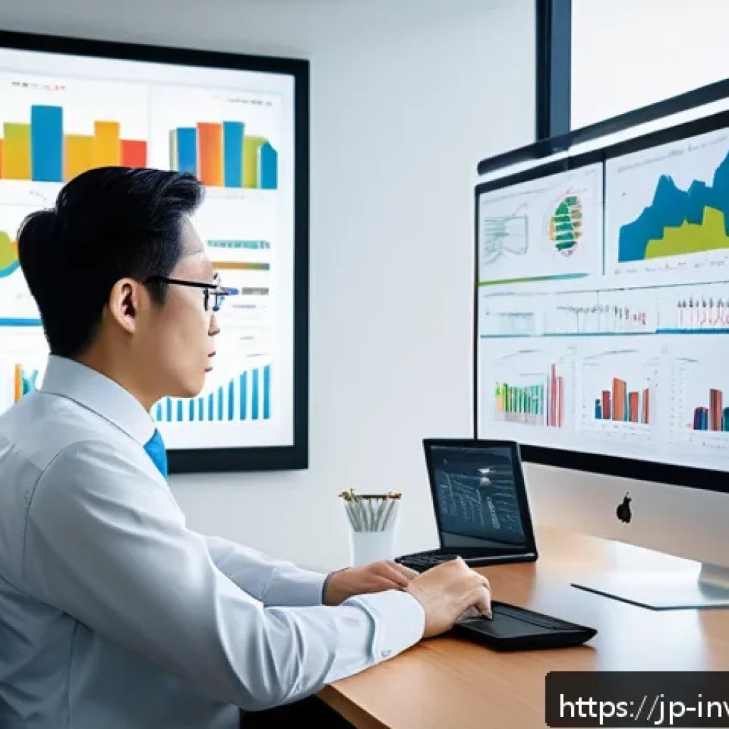 팩터 투자와 기술적 분석의 융합 - A professional investor analyzing multiple financial charts on large digital screens in a modern off...